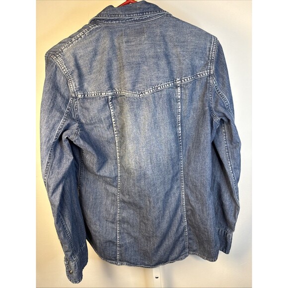 J. Crew Women's Small Slim Denim Chambray Western Shirt Pearl Snap Heavy - Picture 5 of 5